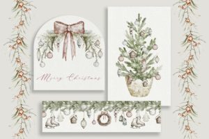 Alternative view of Rustic Christmas Watercolor Clipart