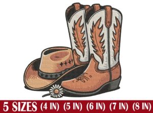 Rustic Western Cowboy Boots Embroidery