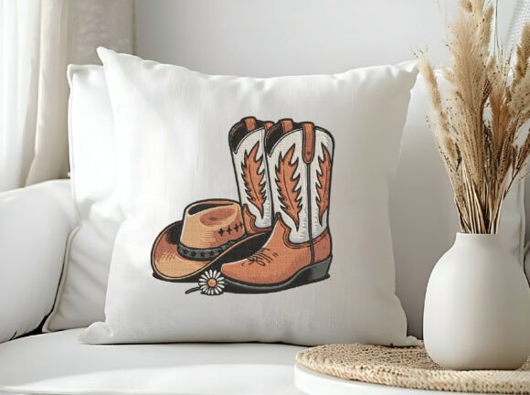 Rustic Western Cowboy Boots Embroidery - Image 4