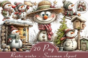 Rustic Winter – Snowman PNG Clipart