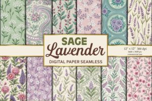 Sage & Lavender Florals Digital Paper