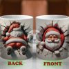 Santa Claus Break Through 3D Mug Wrap