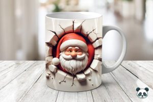 Alternative view of Santa Claus Break Through 3D Mug Wrap