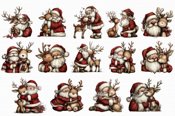 Santa Claus and Reindeer PNG - Image 3