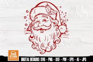 Santa Claus Svg, Santa Face Outline Svg