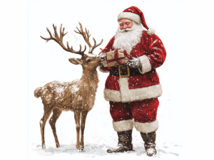 Santa Deer Christmas Vector Art Design