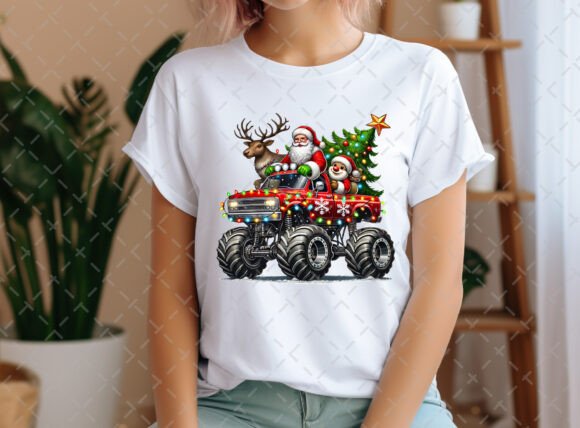 Santa Monster Truck Christmas Lights PNG - Image 5