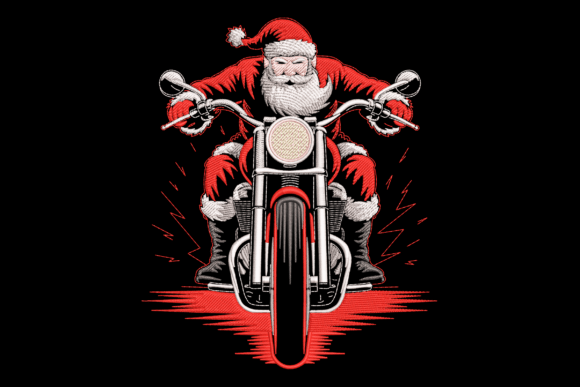 Santa Riding Motorcycle