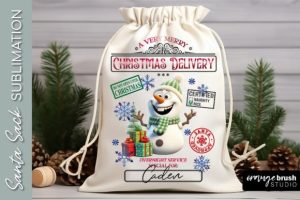 Santa Sack Sublimation Snowman Design