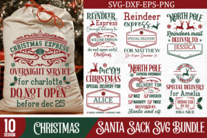 Santa Sack Svg Bundle, Christmas SVG PNG