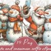 Santa and Snowman Selfie Clipart