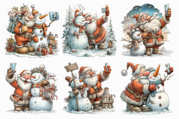 Santa and Snowman Selfie Clipart - Image 6
