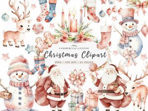 Santa Claus Png,Watercolor Christmas PNG