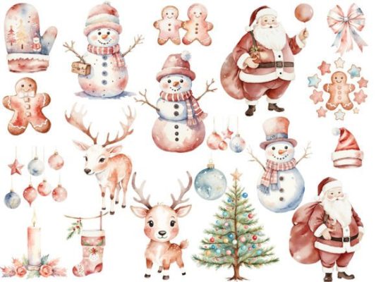 Alternative view of Santa Claus Png,Watercolor Christmas PNG