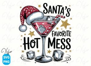 Santa's Hot Mess PNG, Glitter Christmas