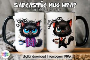 Sarcastic Before Coffee Mug Wrap Design
