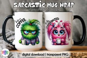 Alternative view of Sarcastic Before Coffee Mug Wrap Design