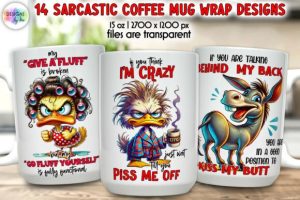 Sarcastic Coffee Mug Wraps Bundle