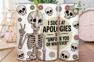 Sassy Skull & Skeleton 20oz Tumbler Wrap