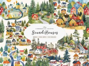 Scandinavian House, Nordic Cottage Png