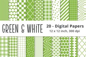 Seamless Green Digital Paper Backgrounds
