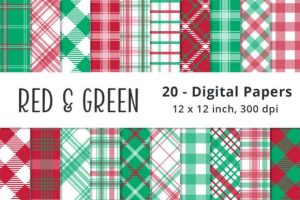 Seamless Red and Green Plaid Patterns