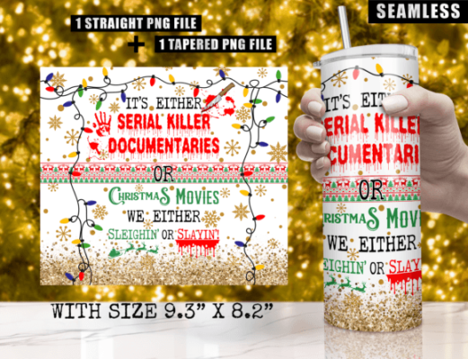 Alternative view of Serial Killer Christmas Tumbler Wrap PNG