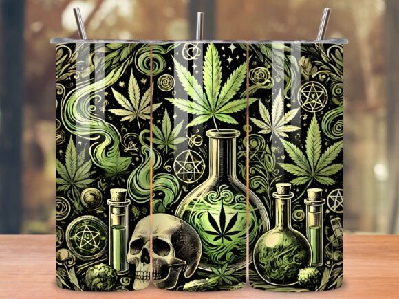 Skull Marijuana 20oz Tumbler Wrap PNG