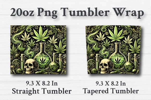 Alternative view of Skull Marijuana 20oz Tumbler Wrap PNG