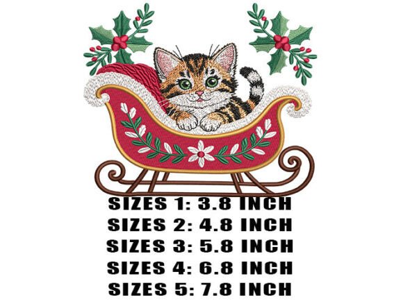 Sleigh Cat Christmas Embroidery Design - Image 2