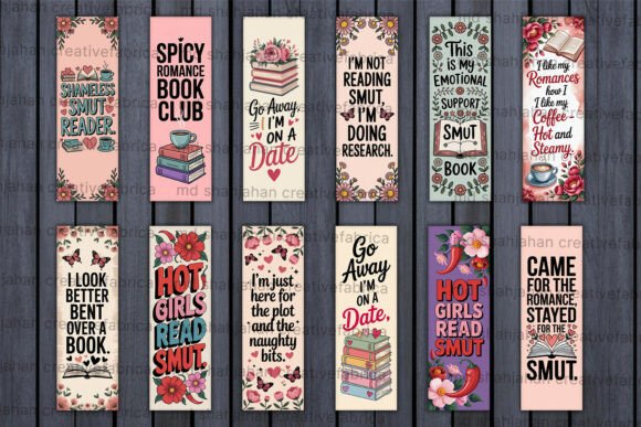 Alternative view of Smut Book Reader Printable Bookmark