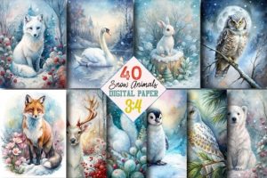 Snow Animals Junk Journal Pages