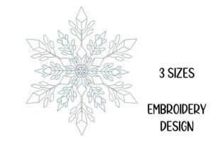 Snowflake Winter Line Art Embroidery