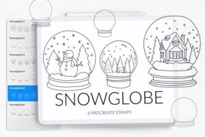 Snowglobe Stamps Procreate Brushes
