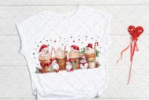 Alternative view of Snowman Coffee Vintage Christmas PNG