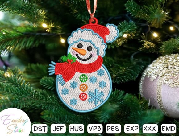 Snowman Red Hat Ornament - Image 2