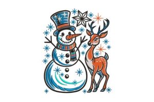 Snowman and Reindeer Winter