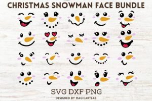 Snowman Face SVG Bundle | Christmas Snow