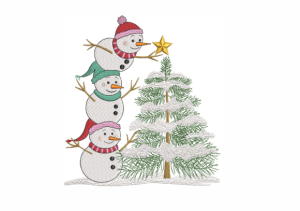 Snowmen with Star on Top of the Tree