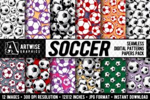 Soccer Balls Football Seamless Pattern