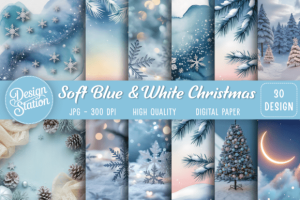 Soft Blue and White Christmas Background