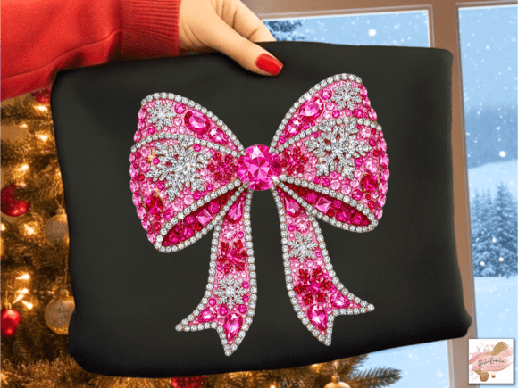 Sparkling Glitter Christmas Bow Png - Image 2