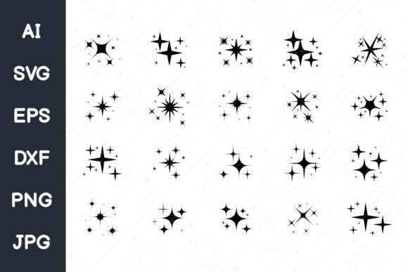 Sparkling Stars. Star and Glitter. Svg.