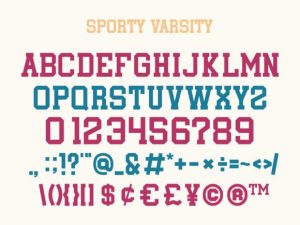 Alternative view of Sporty Varsity Font