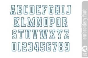 Alternative view of Squad Outline Embroidery Font - Small