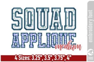 Squad Varsity Applique Font - Medium