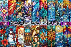 Stained Glass Christmas Background