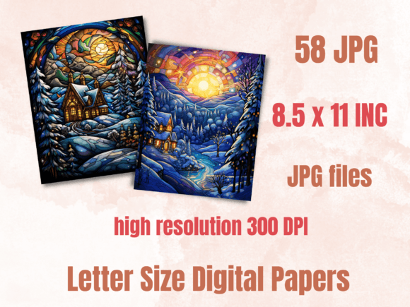 Stained Glass Christmas Digital Paper - Image 2