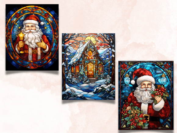 Stained Glass Christmas Digital Paper - Image 4