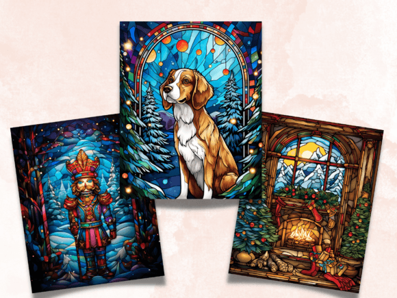 Stained Glass Christmas Digital Paper - Image 7